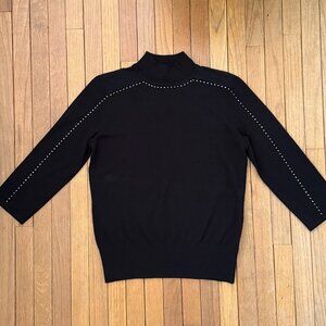 Cable & Gauge black mock neck sweater with rhinestone detail, women's sz medium